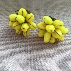 Vintage Yellow Flower Earrings Western Germany